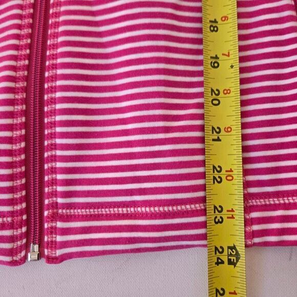 Jones NY Sport Womens Striped Long Sleeve Full Zip Sweatshirt Pink White Small - Picture 9 of 12